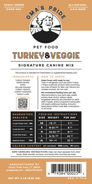 Oma s Pride Turkey Veggie Mix Field and Feed