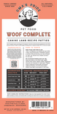 Woof Complete Canine Lamb Patties small or large cases