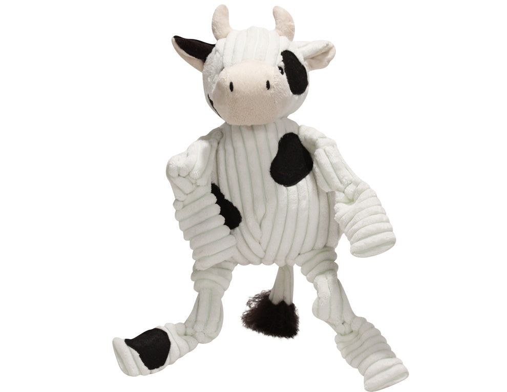 Hugglehounds Plush Corduroy Durable Barnyard Knotties, Cow,