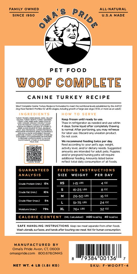 Woof Complete Canine Turkey Mix